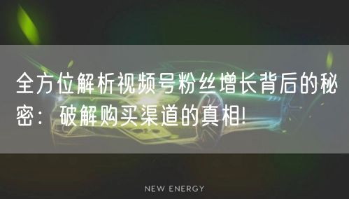 全方位解析视频号粉丝增长背后的秘密：破解购买渠道的真相!