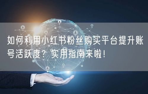 如何利用小红书粉丝购买平台提升账号活跃度？实用指南来啦！